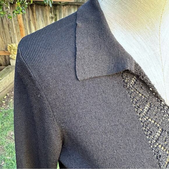 Worthington Black Crochet Long Sleeve Tunic Blouse Top Women’s Size Small - Picture 7 of 8